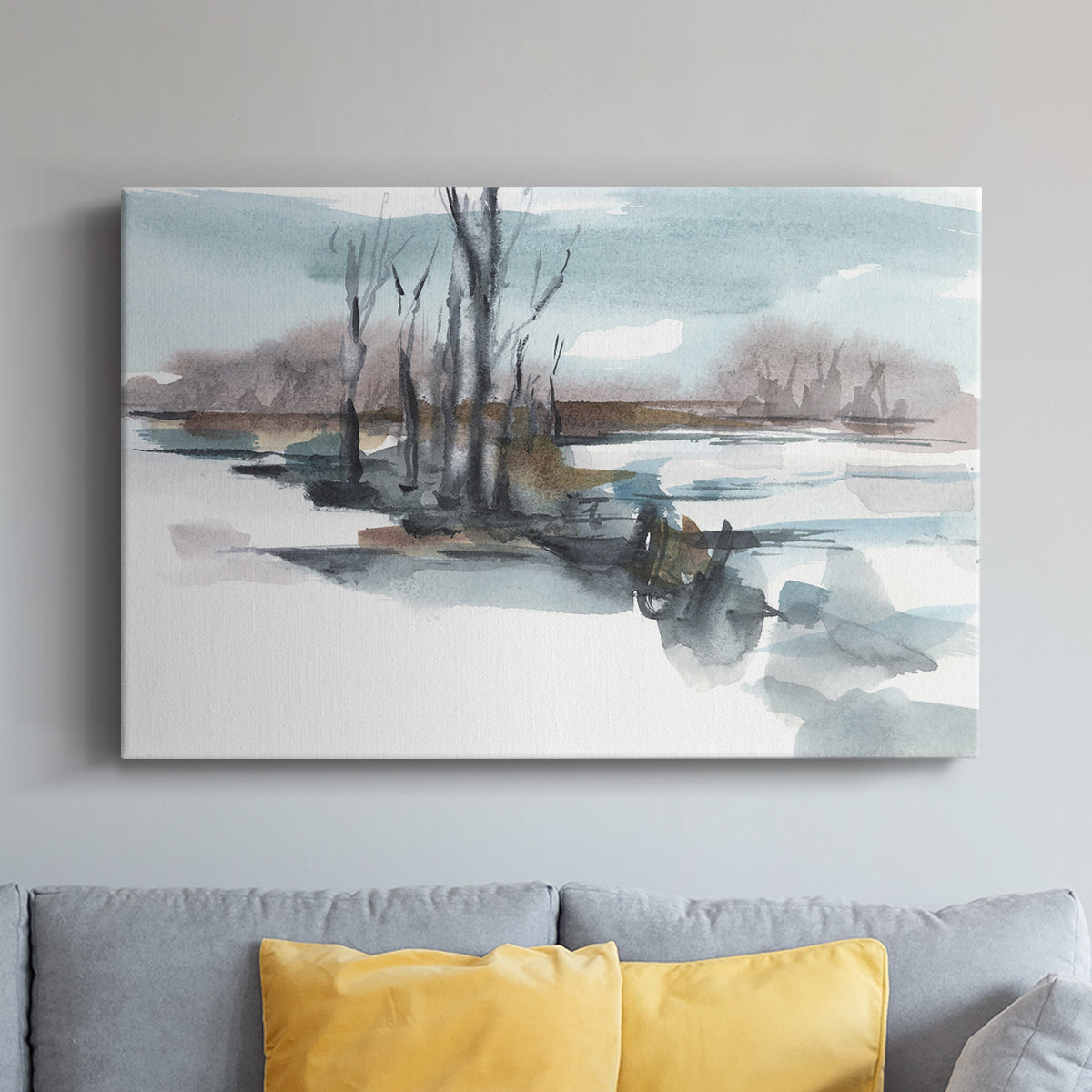 Winter Stream Watercolor II - Canvas Art Print