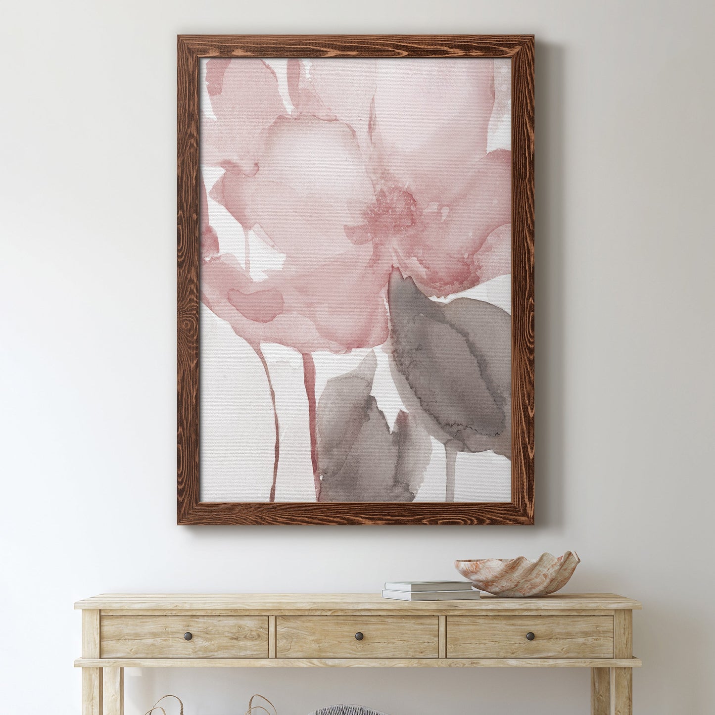 Blush Bloom II - Premium Canvas Framed in Barnwood - Ready to Hang