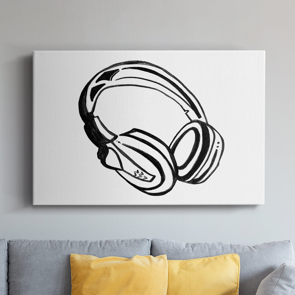 Headphones Sketch - Canvas Art Print