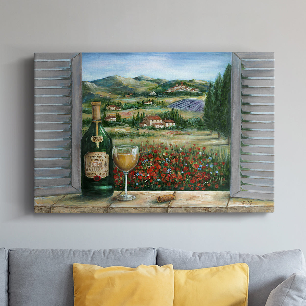 Tuscan White and Poppies - Canvas Art Print