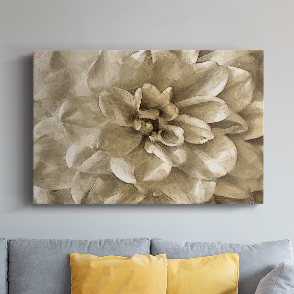 Neutral Wall Flower III - Canvas Art Print