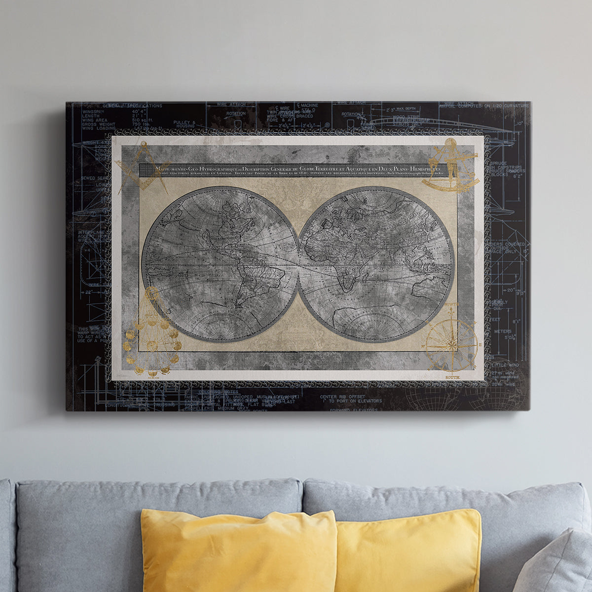 Night World Blueprint - Canvas Art Print