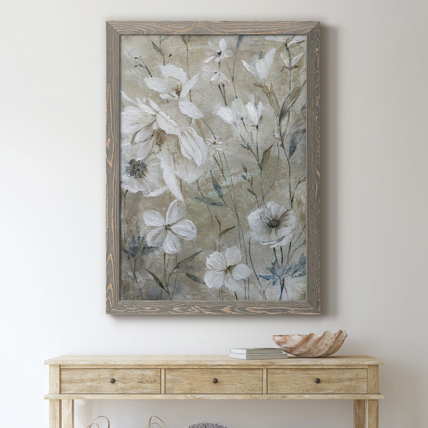 Wildflower Whites - Premium Canvas Framed in Barnwood - Ready to Hang