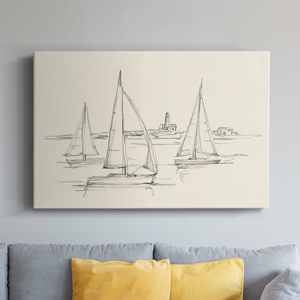 Coastal Contour Sketch II - Canvas Art Print