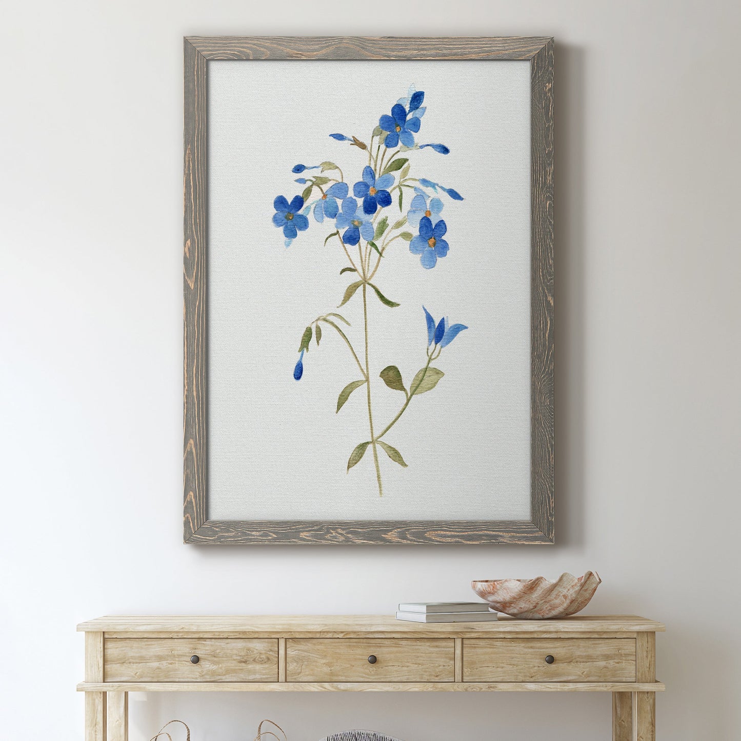 Blue Blossom Botanical II - Premium Canvas Framed in Barnwood - Ready to Hang