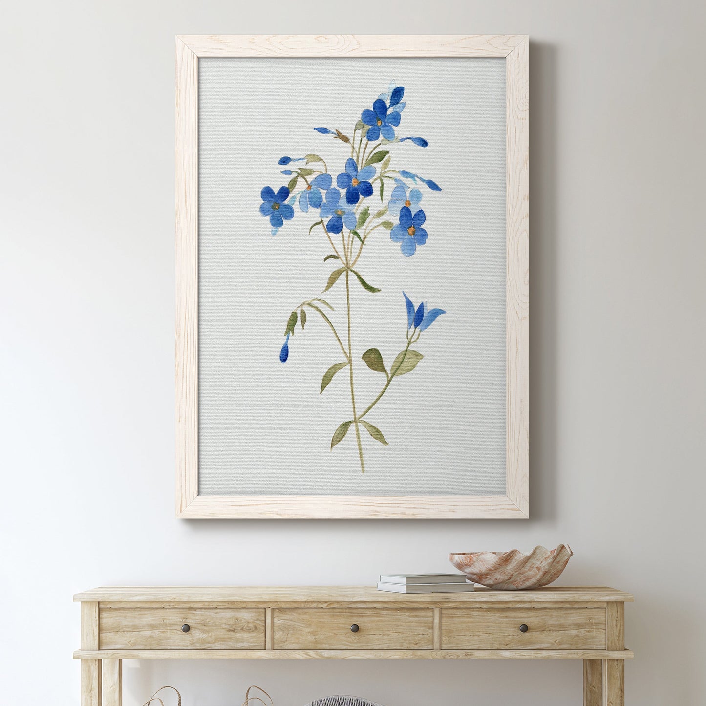 Blue Blossom Botanical II - Premium Canvas Framed in Barnwood - Ready to Hang