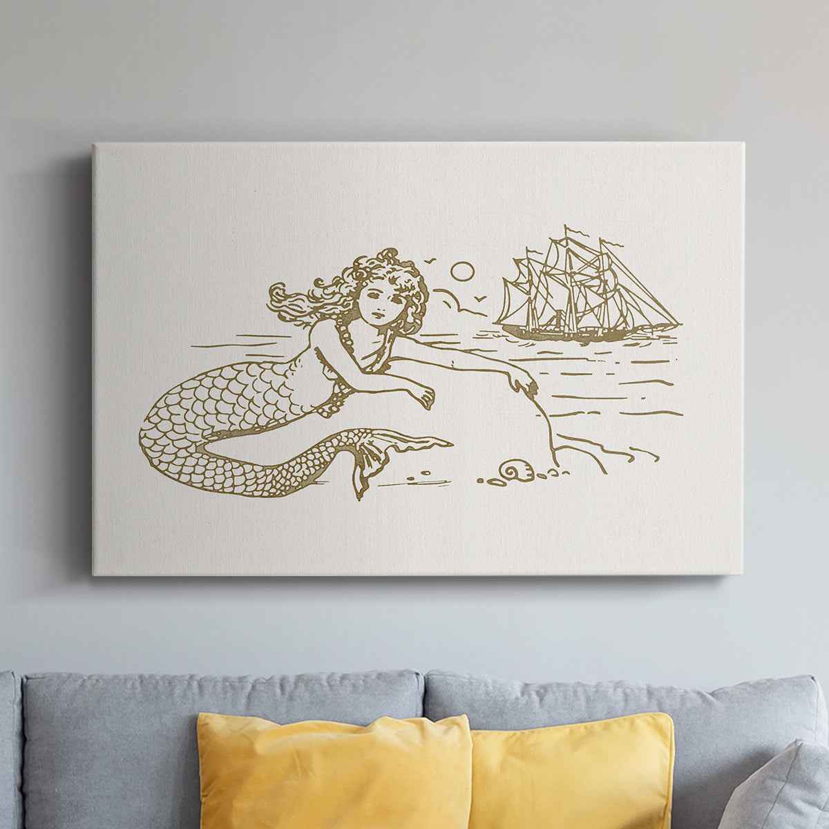 Sunning Mermaid I - Canvas Art Print