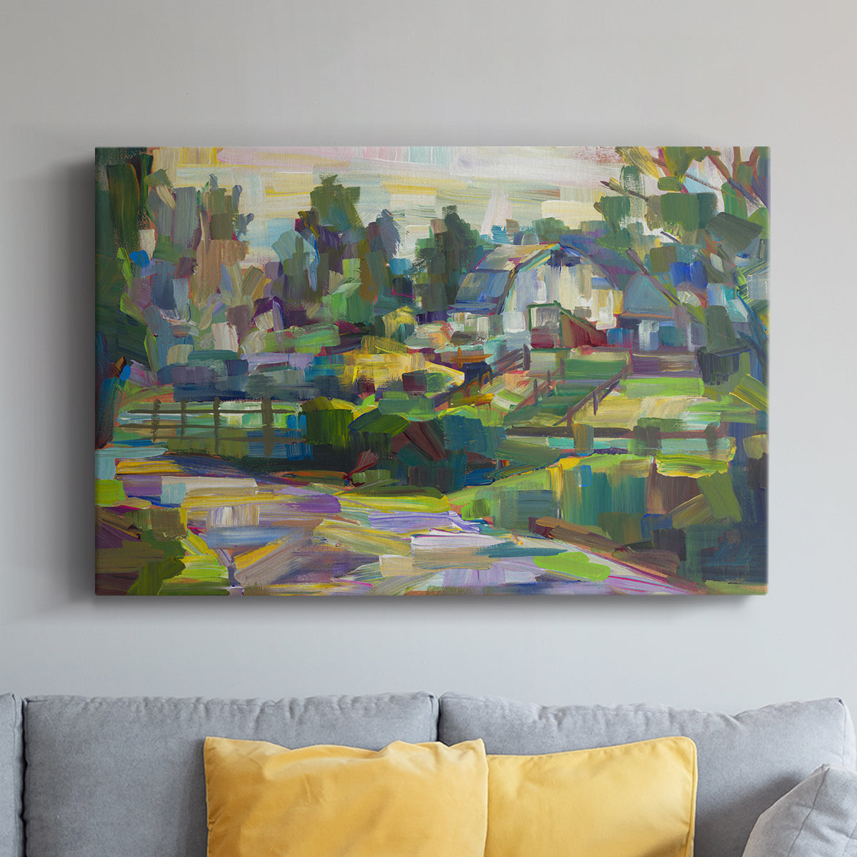 White Barn - Canvas Art Print