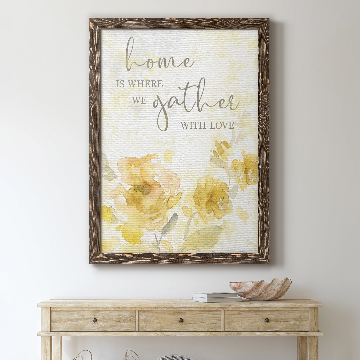 Gather with Love - Premium Canvas Framed in Barnwood - Ready to Hang