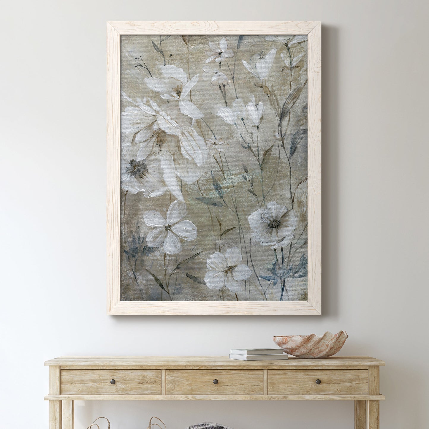 Wildflower Whites - Premium Canvas Framed in Barnwood - Ready to Hang