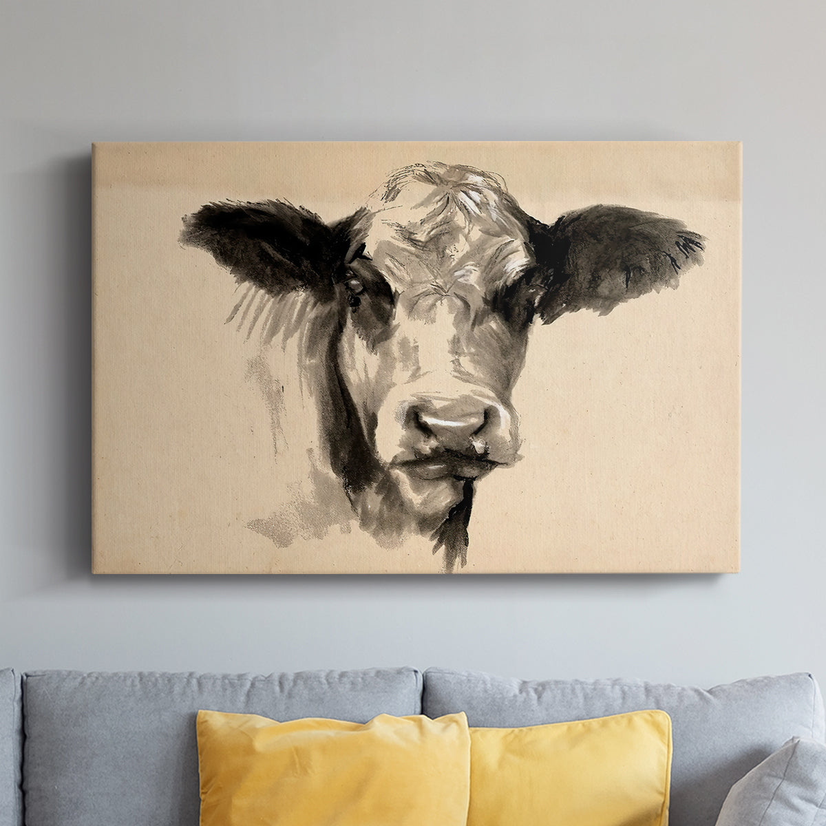 Charcoal Cow II - Canvas Art Print