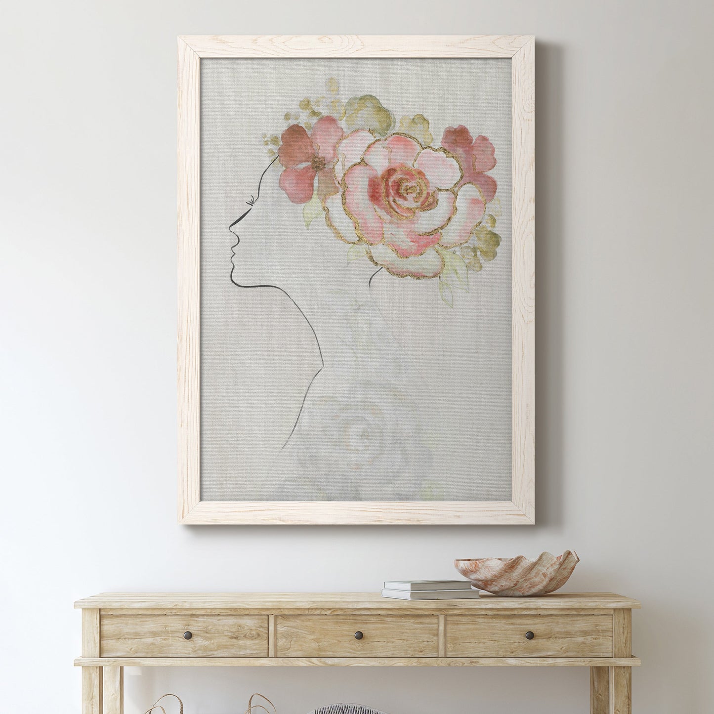 Fashion Floral Silhouette II - Barnwood Framed Canvas Print