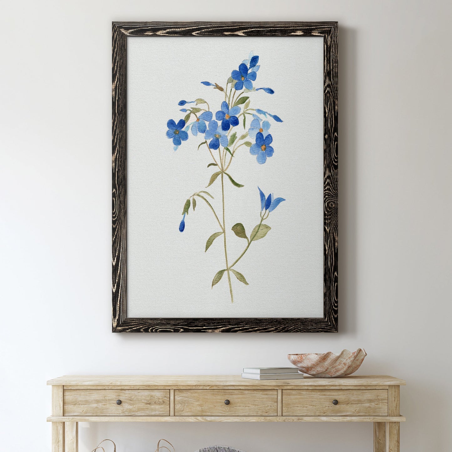 Blue Blossom Botanical II - Premium Canvas Framed in Barnwood - Ready to Hang