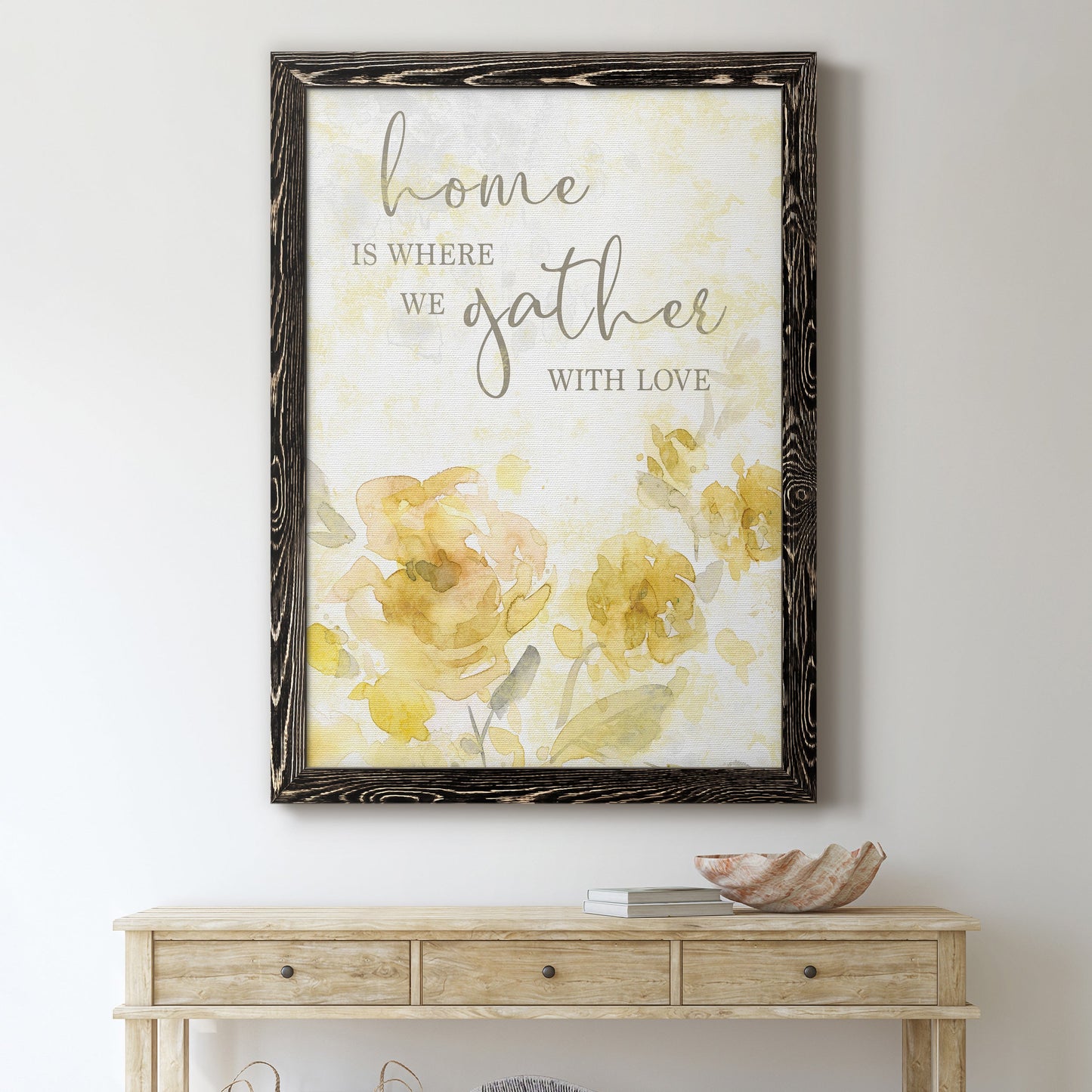 Gather with Love - Premium Canvas Framed in Barnwood - Ready to Hang