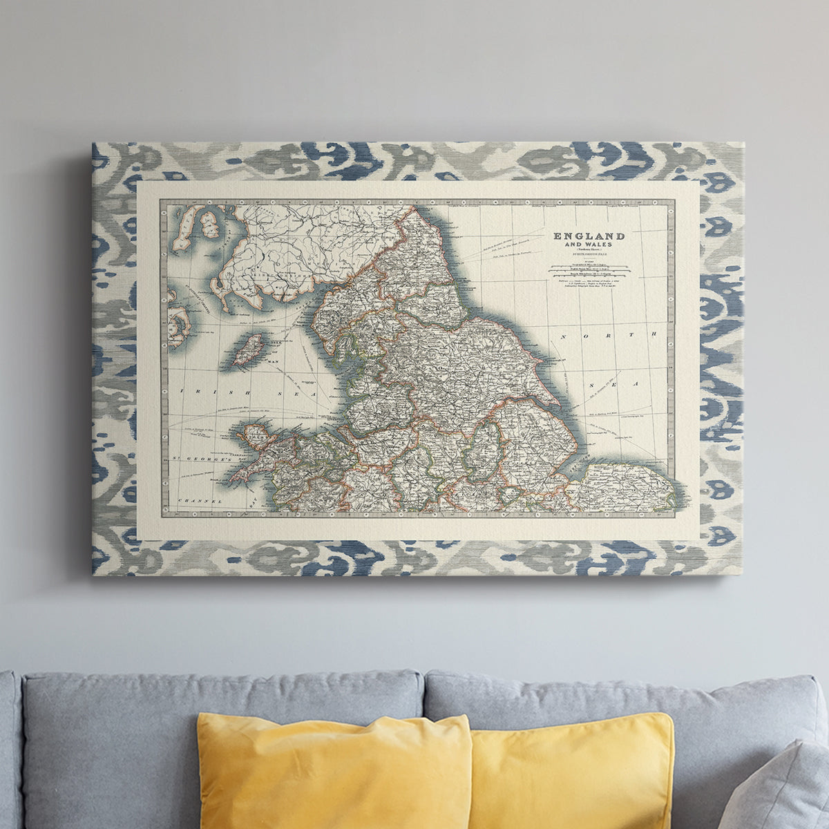 Bordered Map of England & Wales - Canvas Art Print