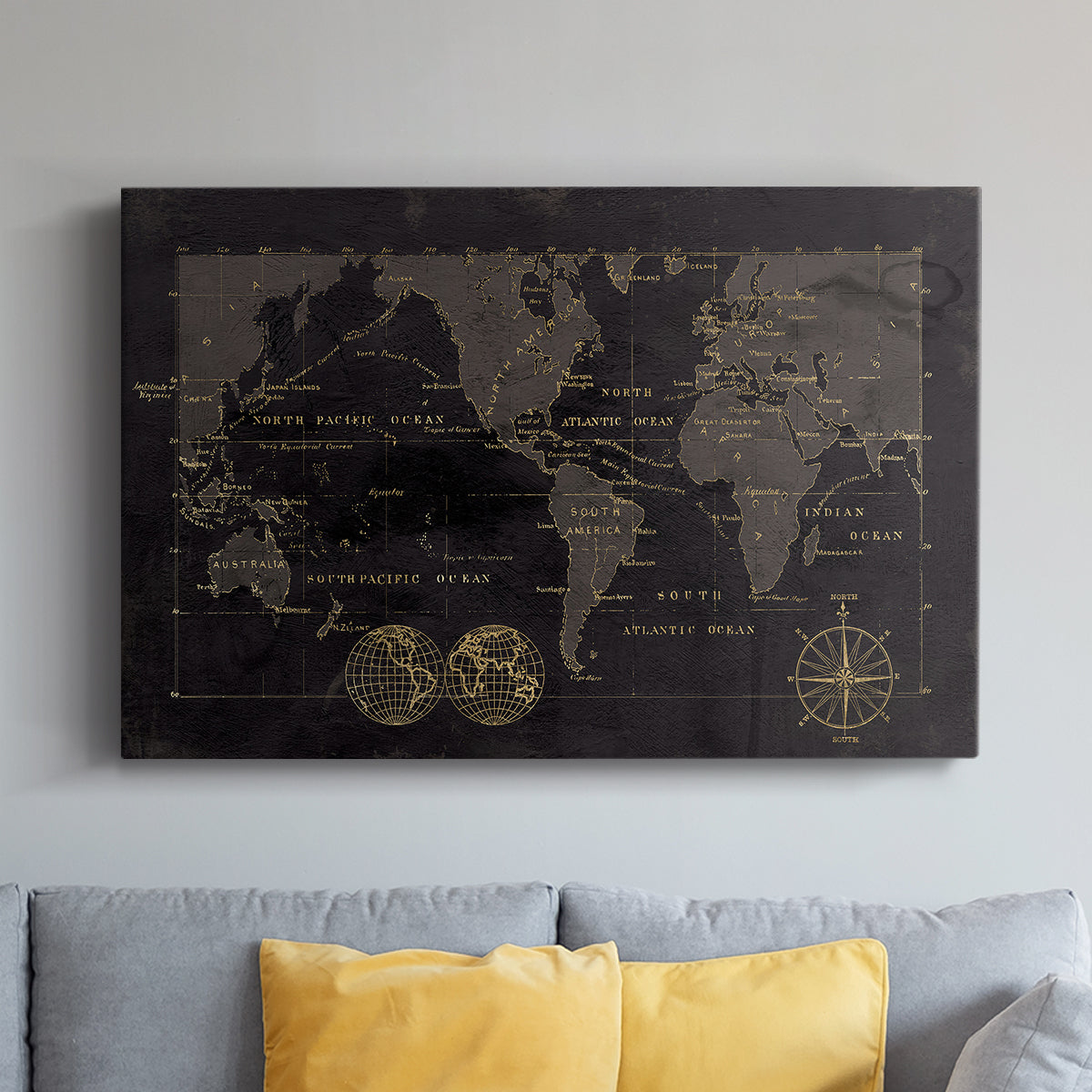Black Gold Map - Canvas Art Print