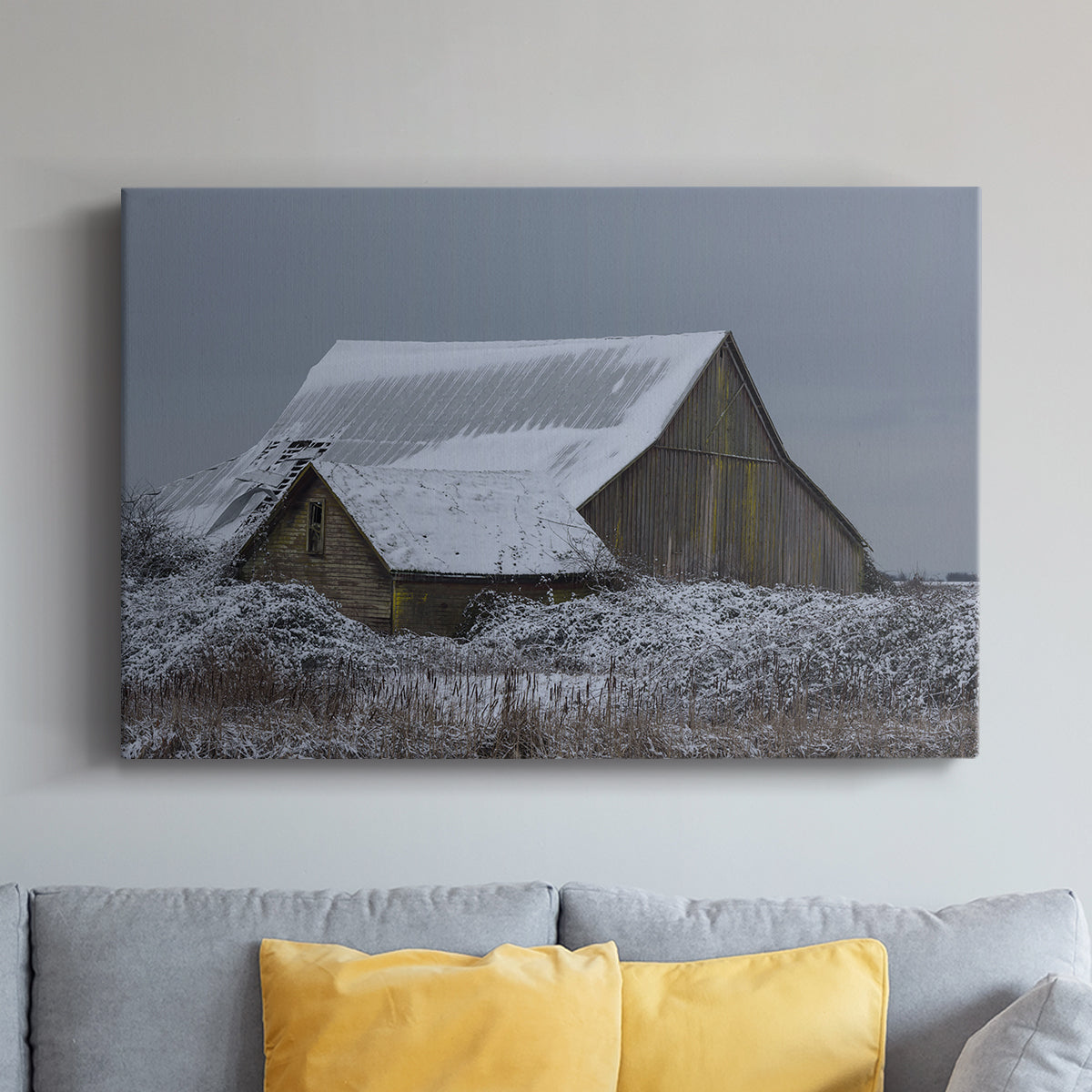 Winter Barn - Canvas Art Print