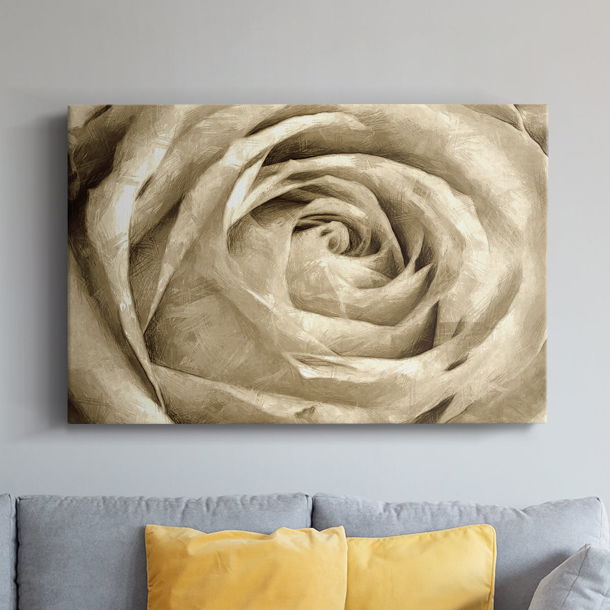 Neutral Wall Flower IV - Canvas Art Print