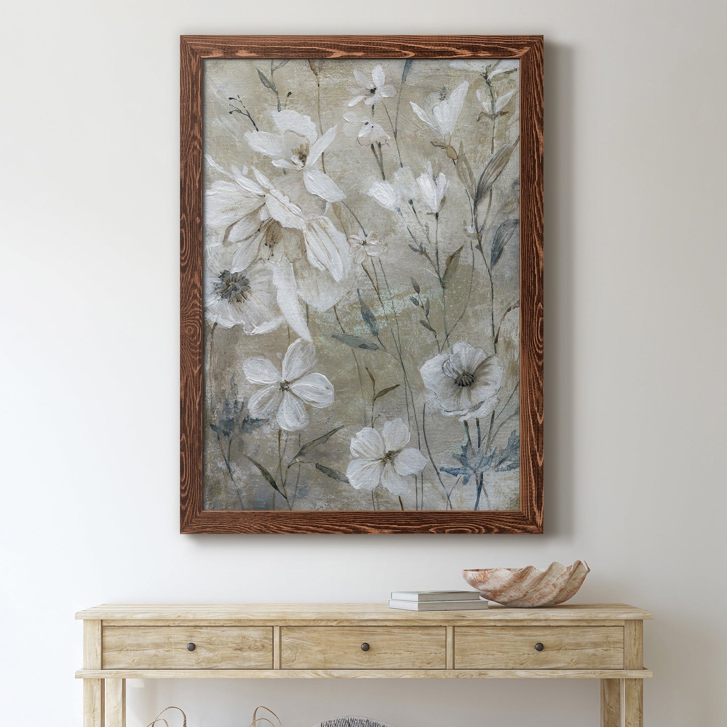 Wildflower Whites - Premium Canvas Framed in Barnwood - Ready to Hang