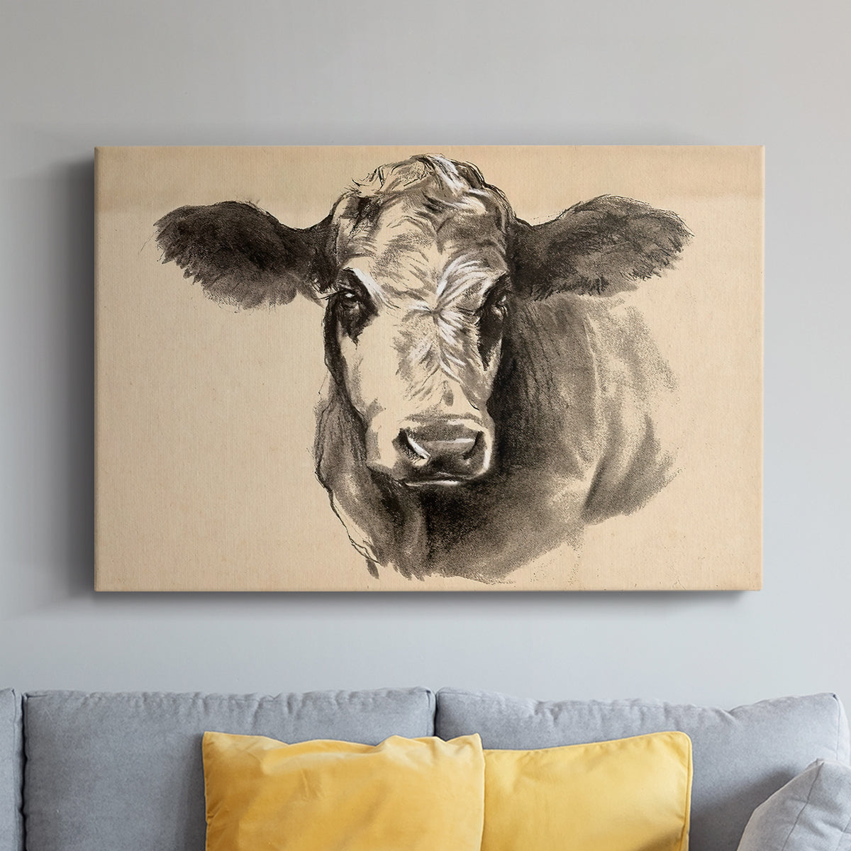 Charcoal Cow I - Canvas Art Print