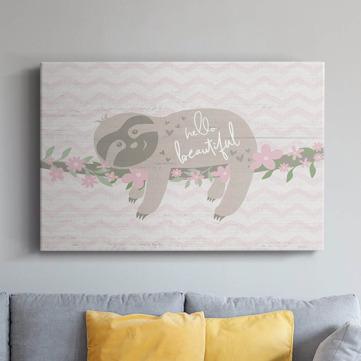 Floral Sloth - Canvas Art Print