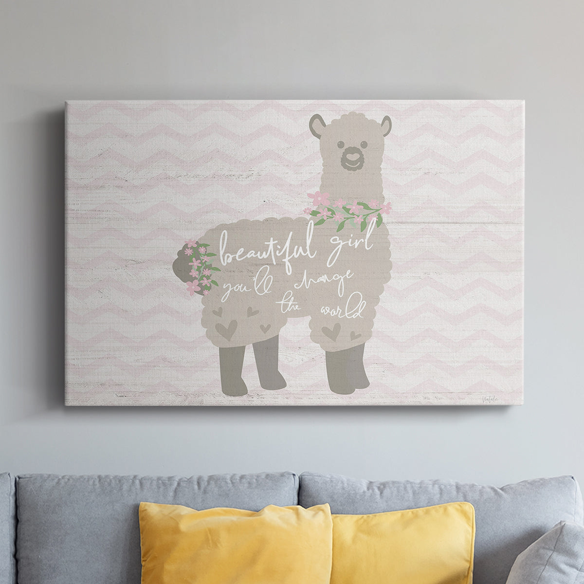 Floral Llama - Canvas Art Print