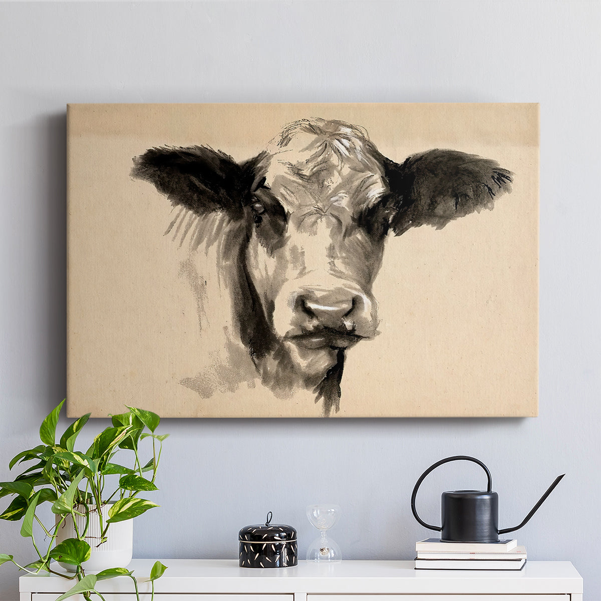 Charcoal Cow II - Canvas Art Print