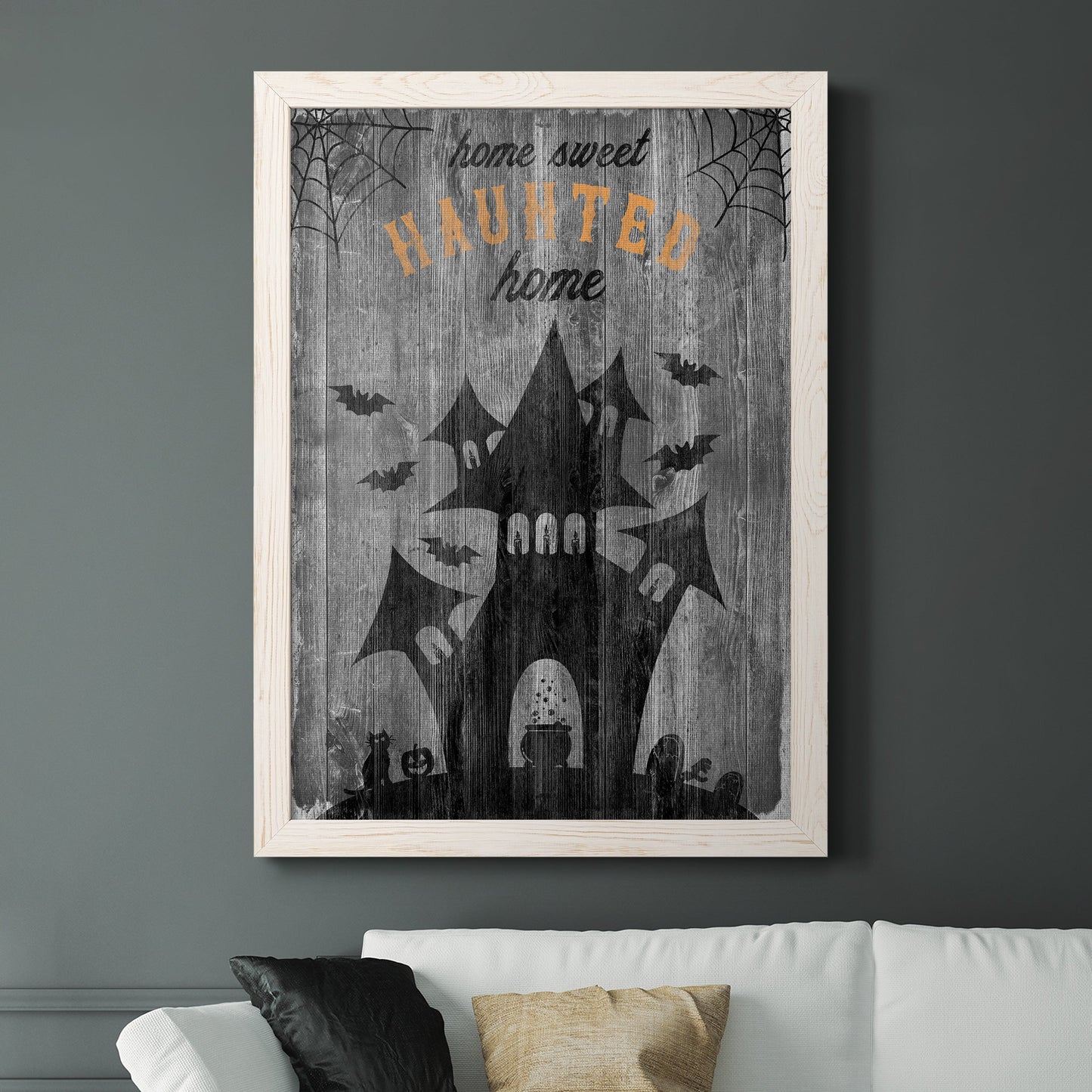 Haunted House - Premium Canvas Framed in Barnwood - Ready to Hang