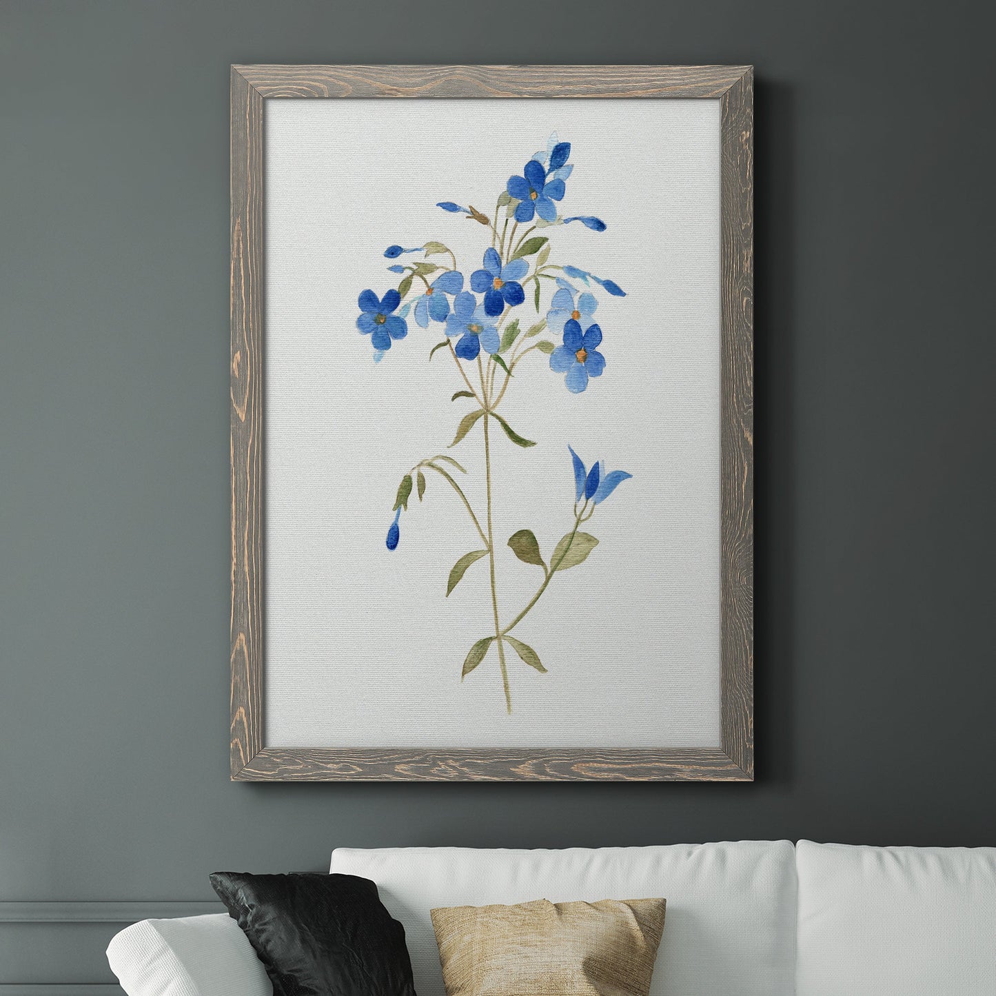 Blue Blossom Botanical II - Premium Canvas Framed in Barnwood - Ready to Hang