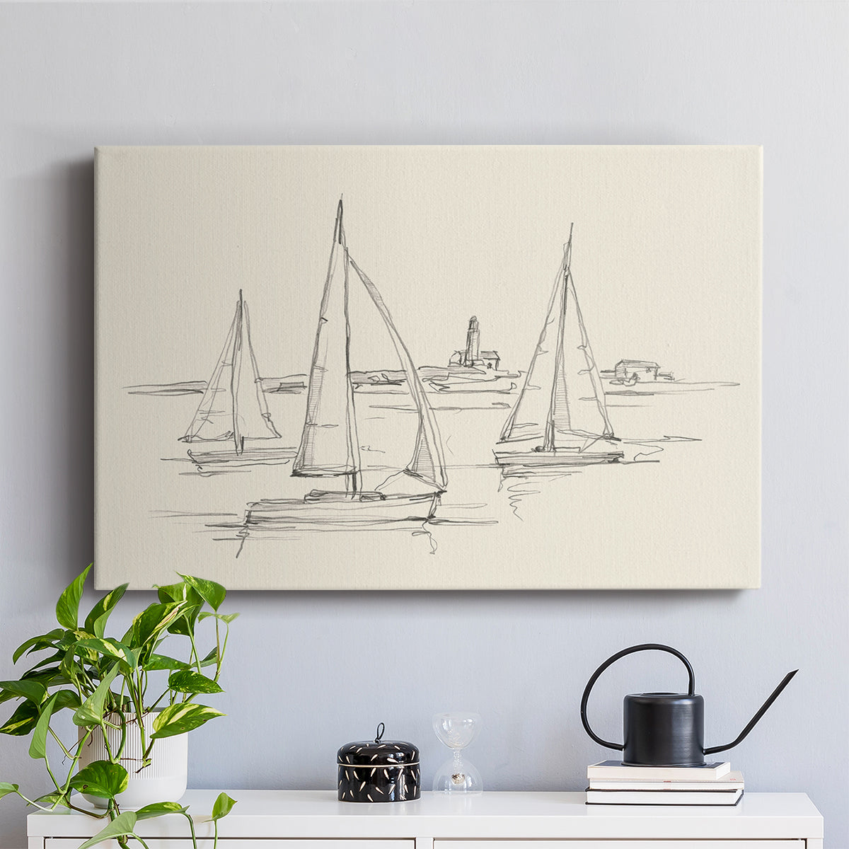 Coastal Contour Sketch II - Canvas Art Print