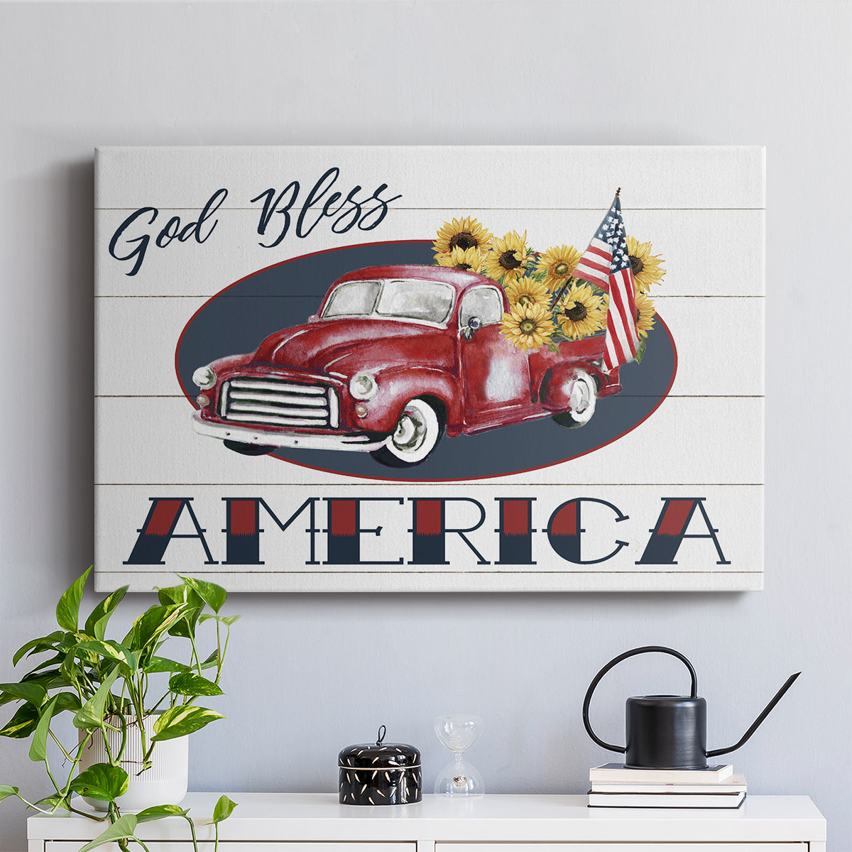 God Bless America Truck - Canvas Art Print