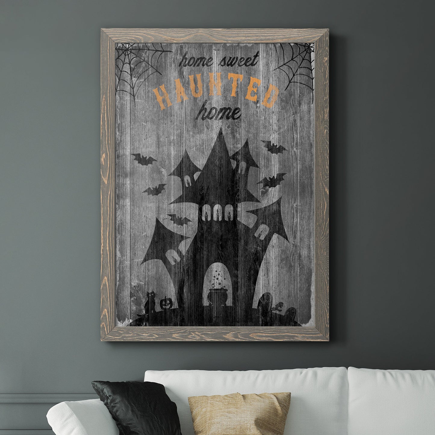 Haunted House - Premium Canvas Framed in Barnwood - Ready to Hang