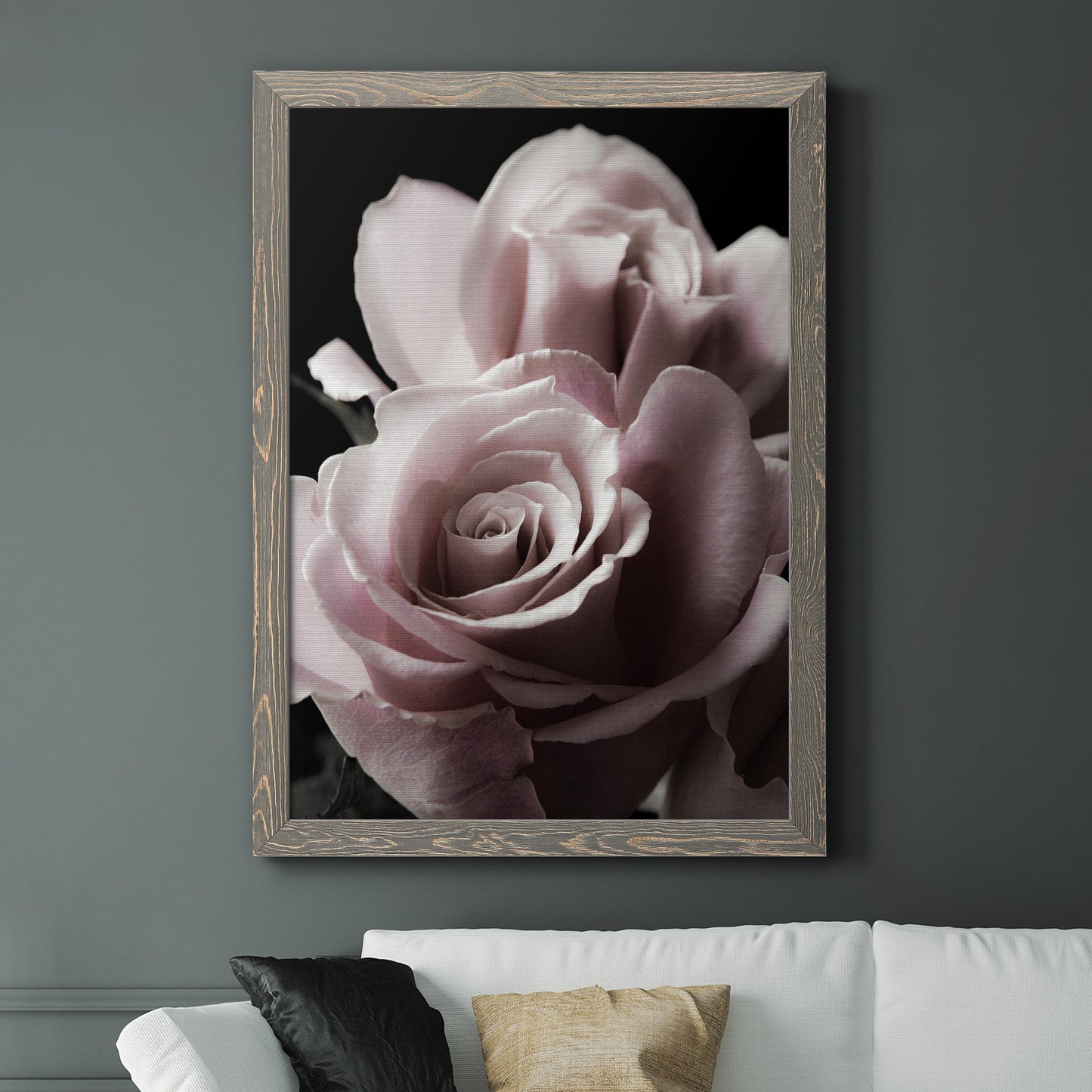 Rose Noir II - Premium Canvas Framed in Barnwood - Ready to Hang