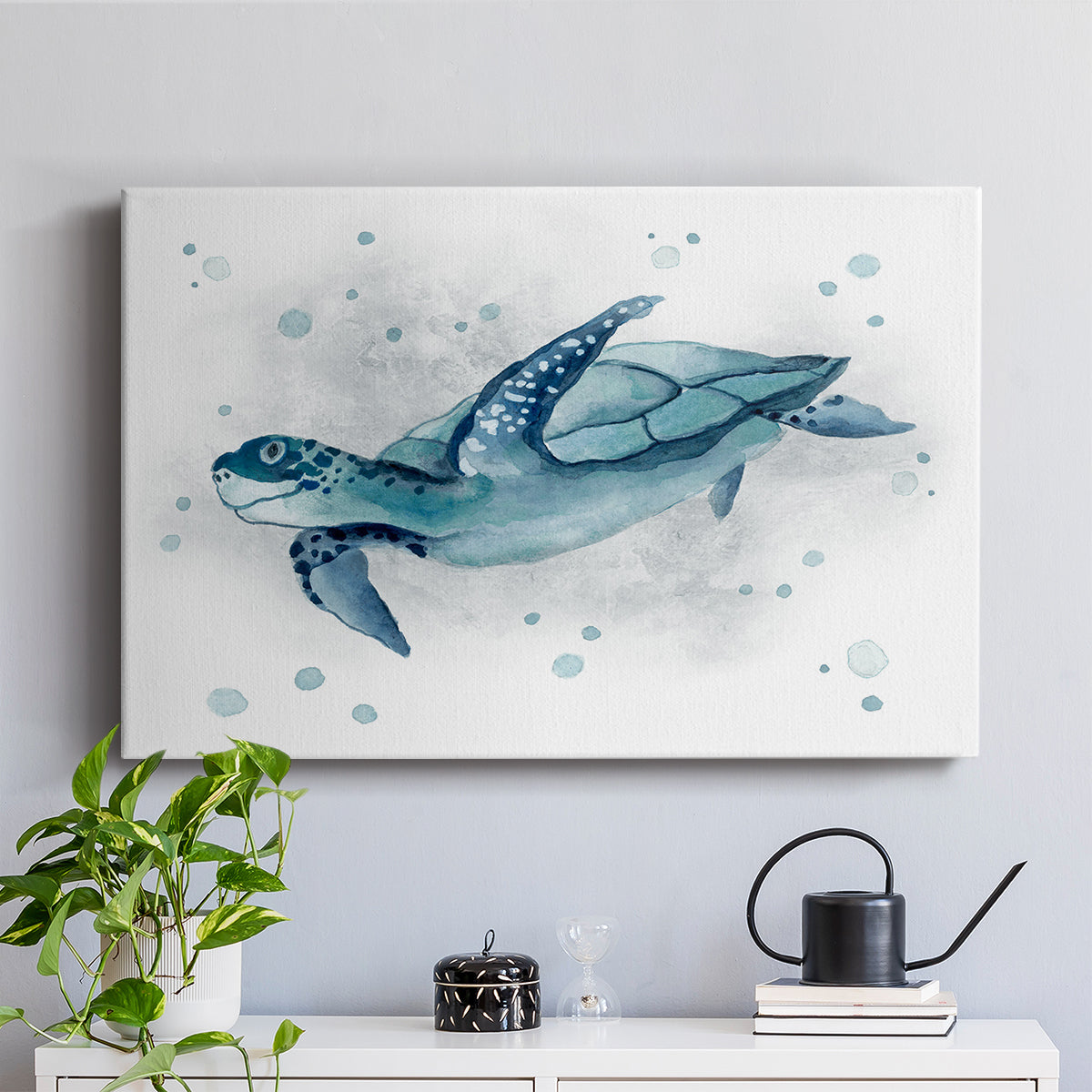 Blue Turtle II - Canvas Art Print