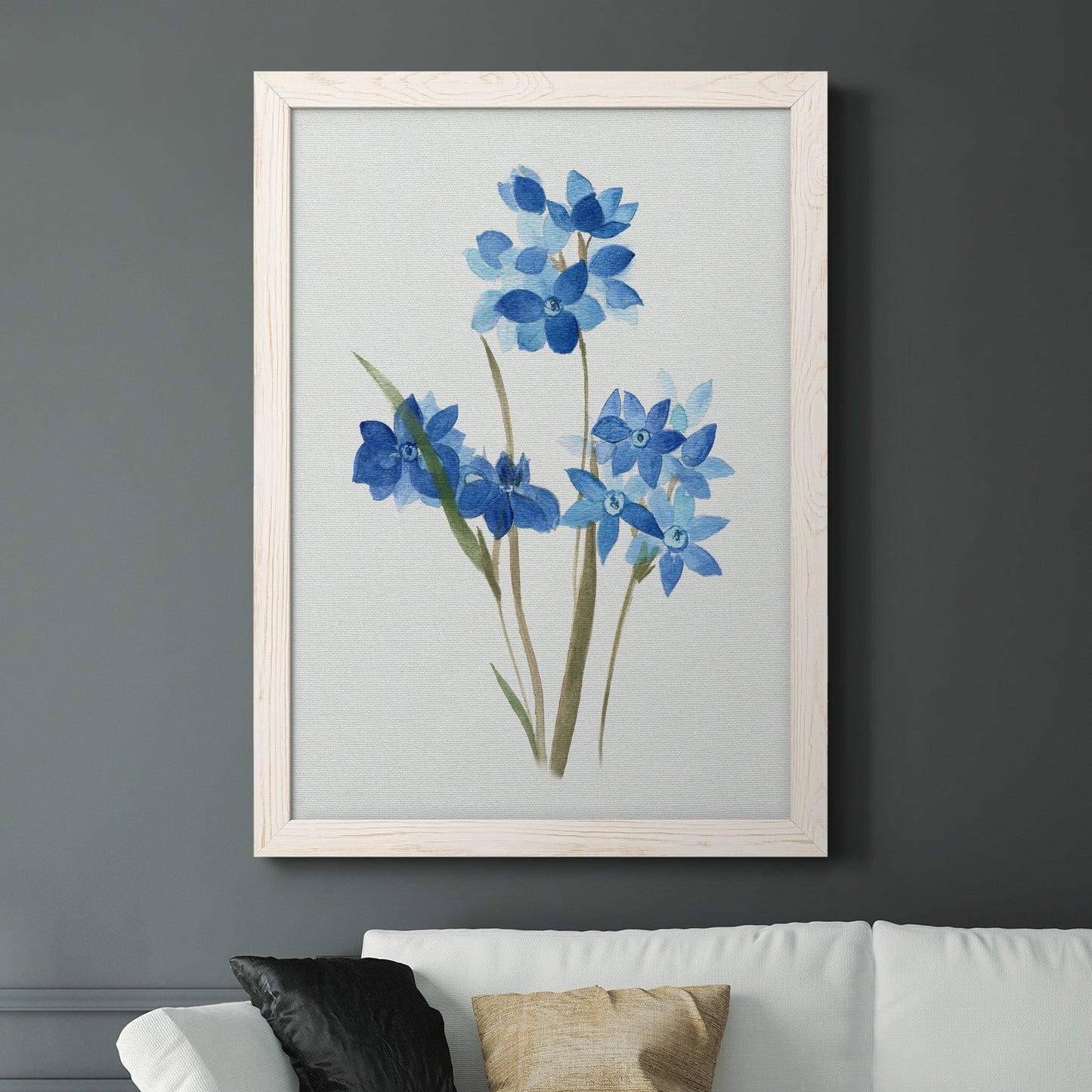 Blue Blossom Botanical I - Premium Canvas Framed in Barnwood - Ready to Hang