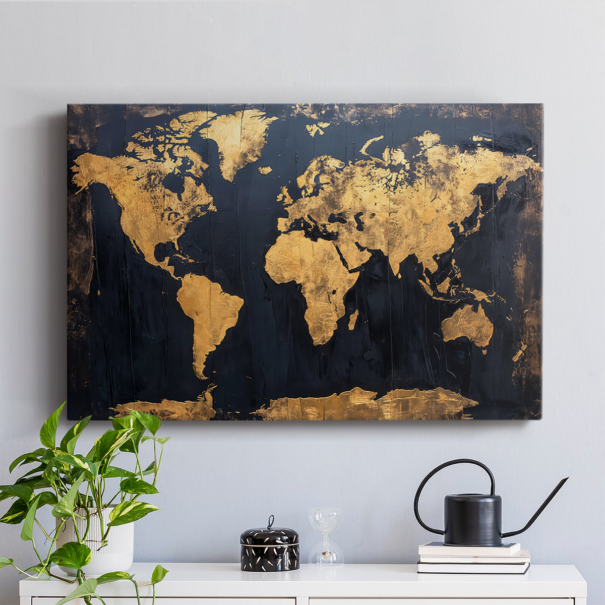 Gold and Navy Map V - Canvas Art Print