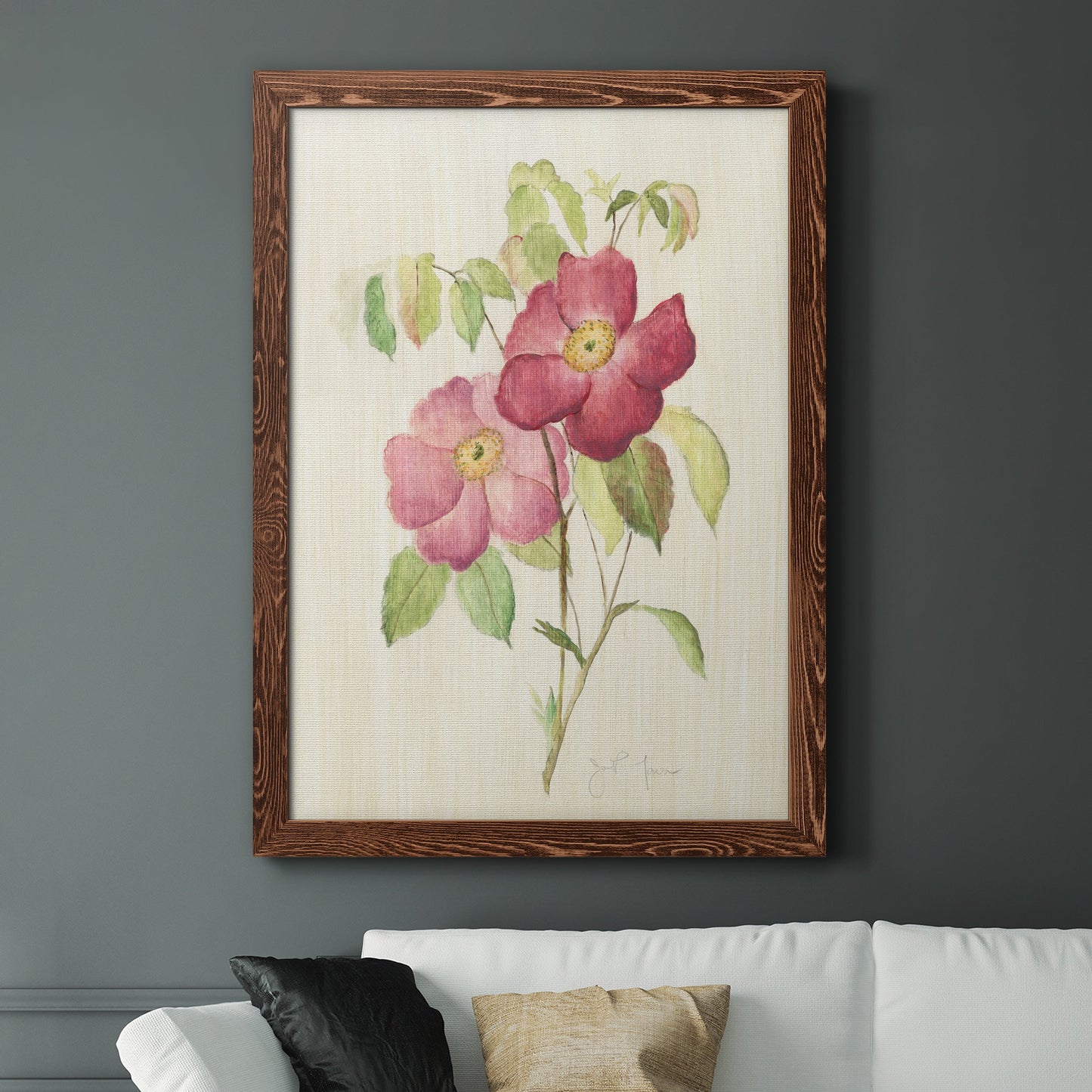 Dusty Rose II - Premium Canvas Framed in Barnwood - Ready to Hang