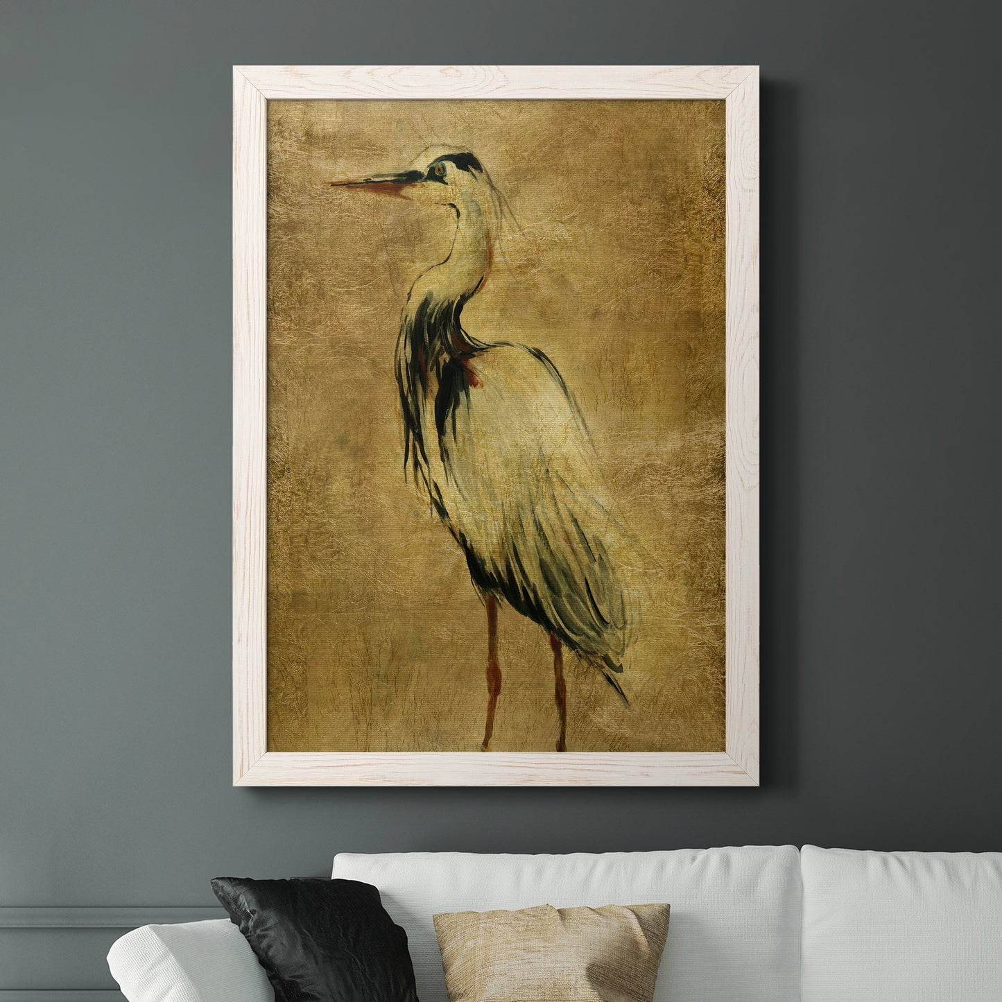 Gold Crane at Dusk II - Premium Canvas Framed in Barnwood - Ready to Hang