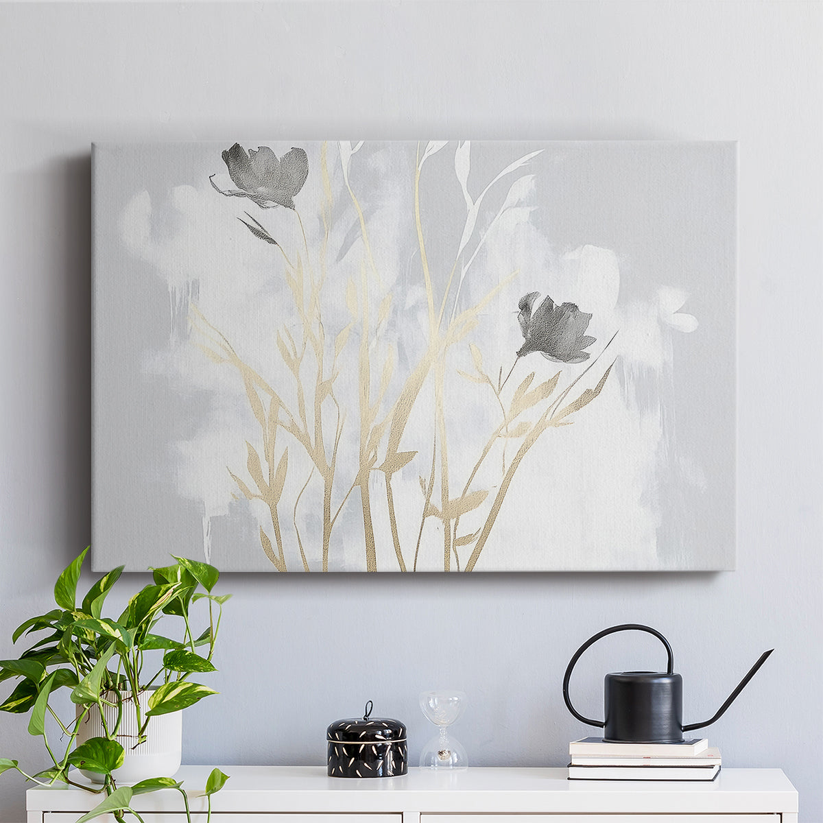 Grey Floral Painting XCIV - Canvas Art Print