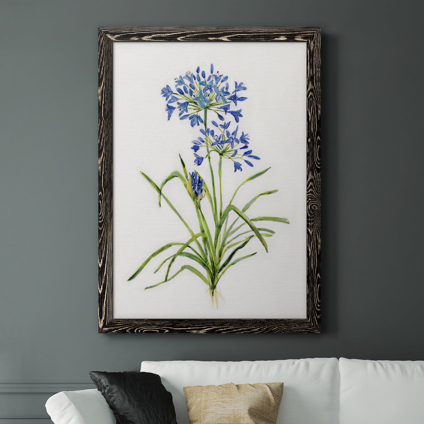 Blue Lively Botanical I - Premium Canvas Framed in Barnwood - Ready to Hang