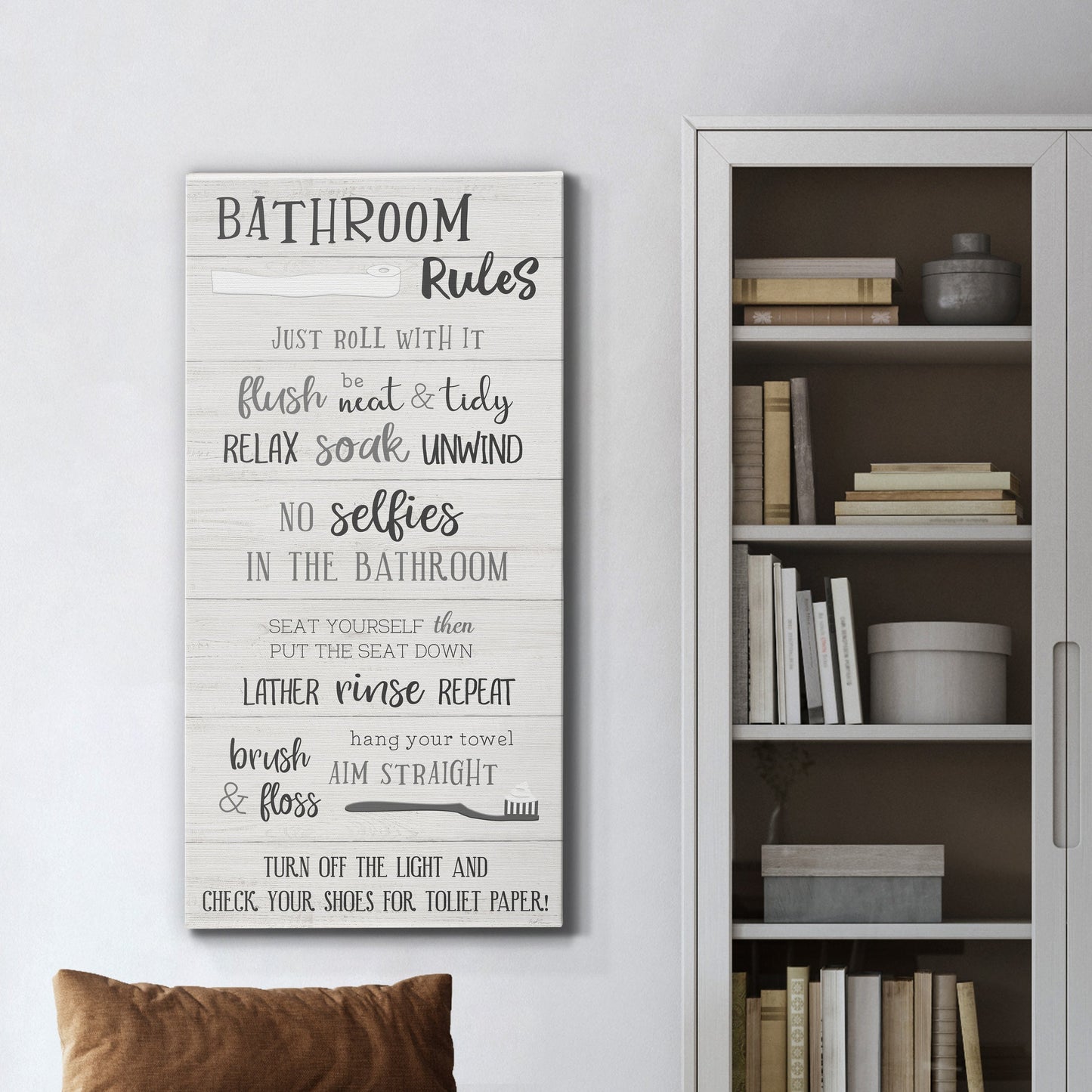 Bathroom Rules - Premium Gallery Wrapped Canvas - Ready to Hang