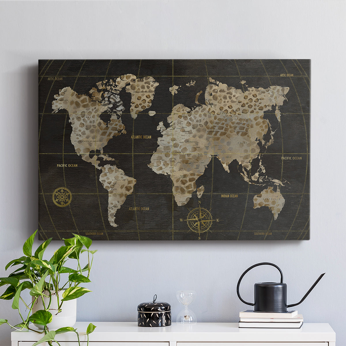 Safari World Map - Canvas Art Print