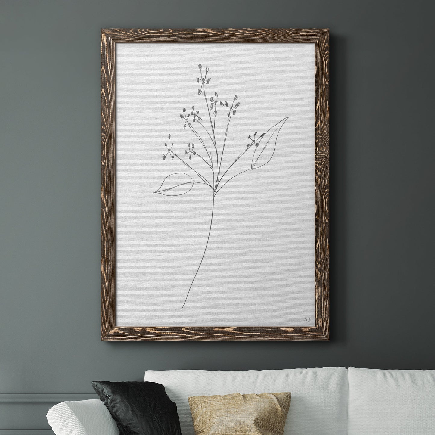 Botanical Gesture V - Premium Canvas Framed in Barnwood - Ready to Hang