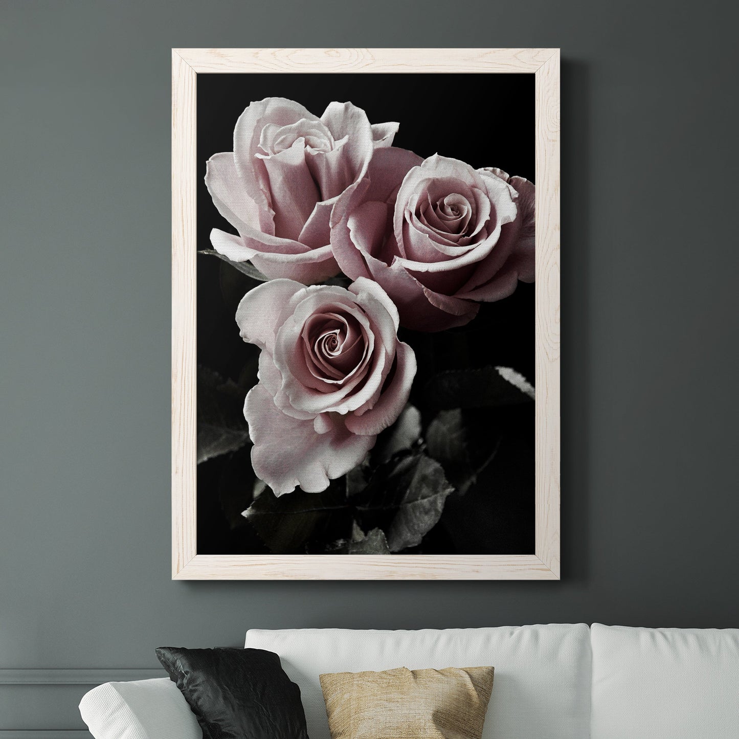 Rose Noir I - Premium Canvas Framed in Barnwood - Ready to Hang