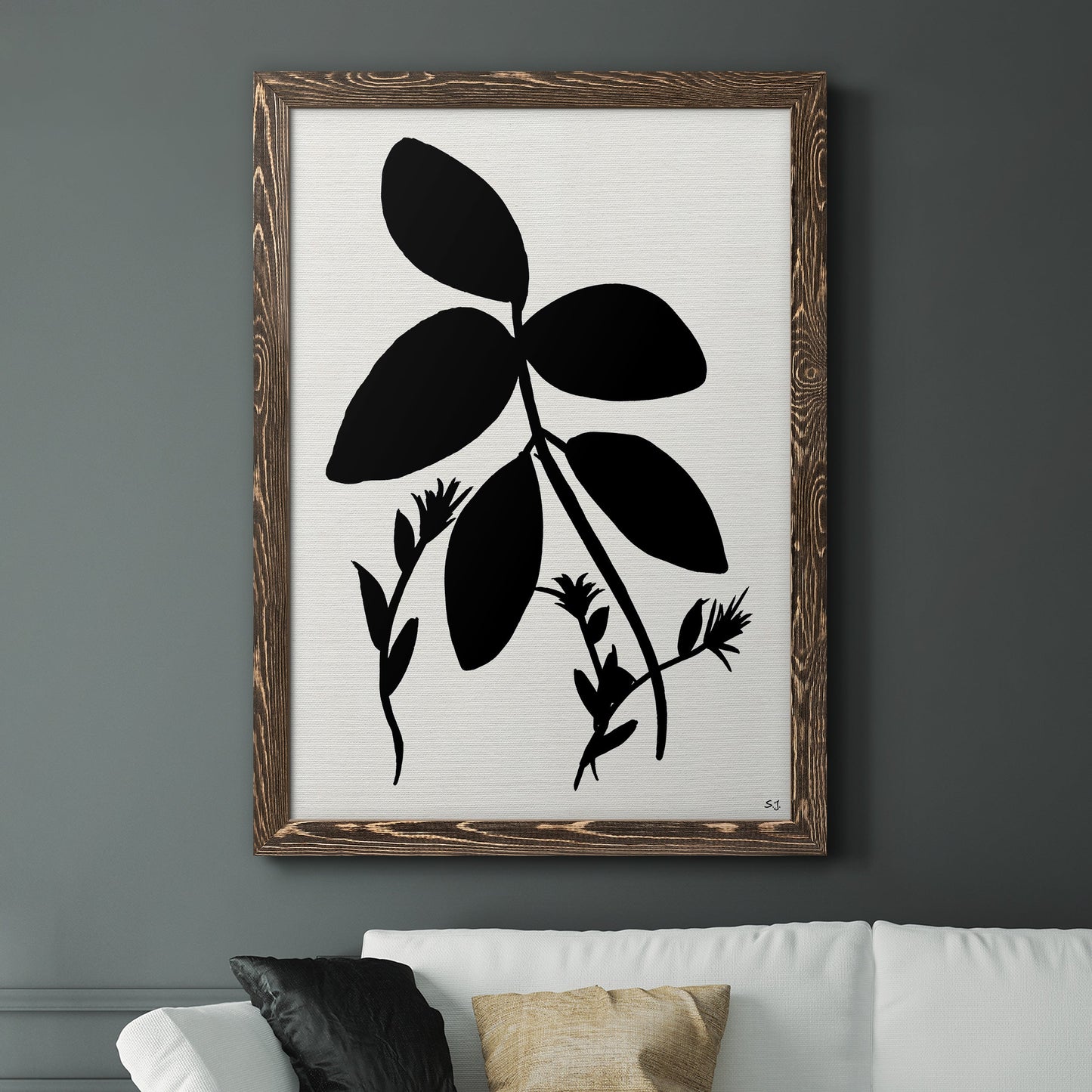 Silhouette Garden II - Premium Canvas Framed in Barnwood - Ready to Hang