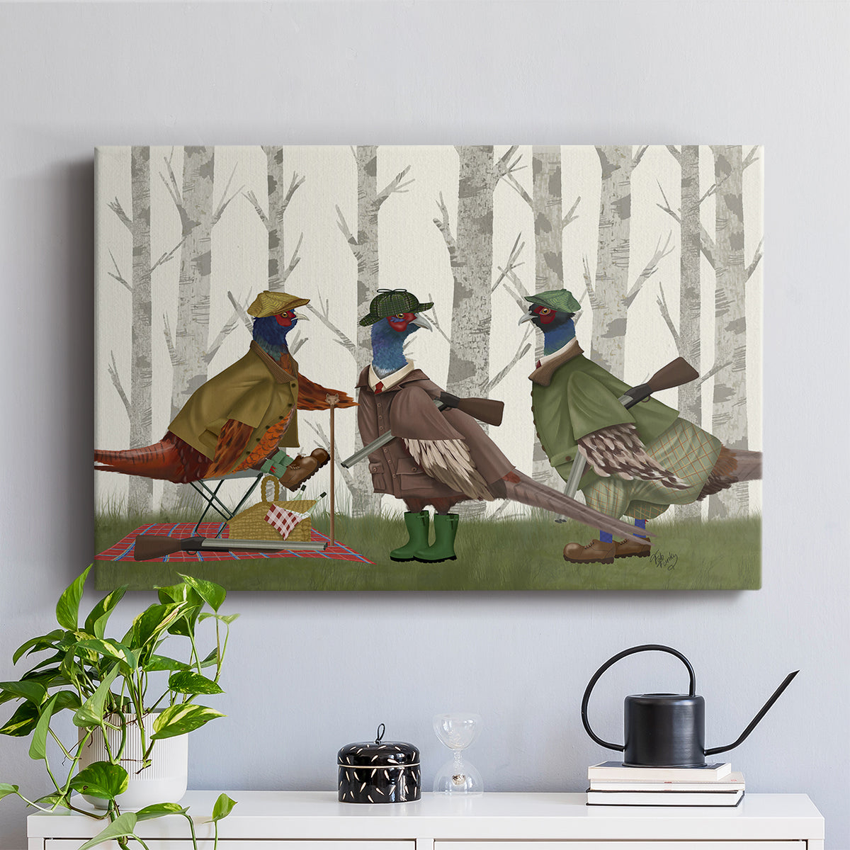Pheasant Shooting Party Group 1 - Canvas Art Print