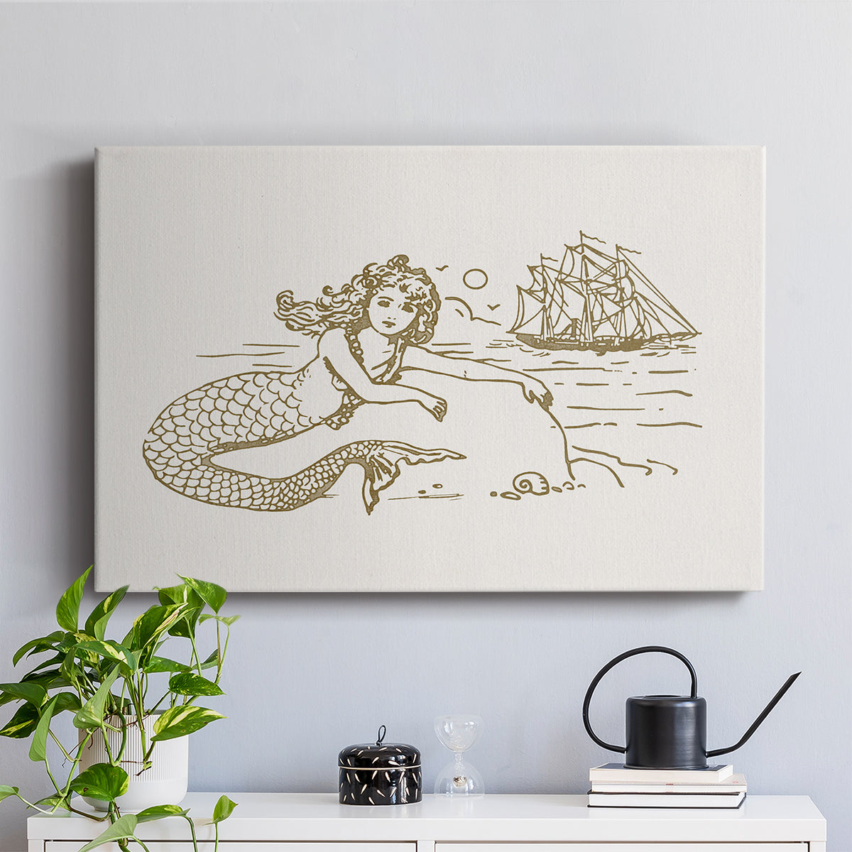 Sunning Mermaid I - Canvas Art Print