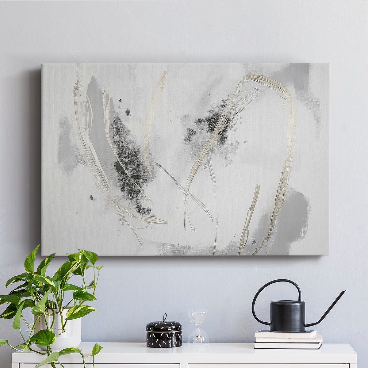 Grey Brushstrokes CXVI - Canvas Art Print
