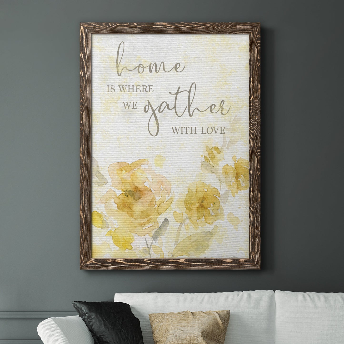 Gather with Love - Premium Canvas Framed in Barnwood - Ready to Hang