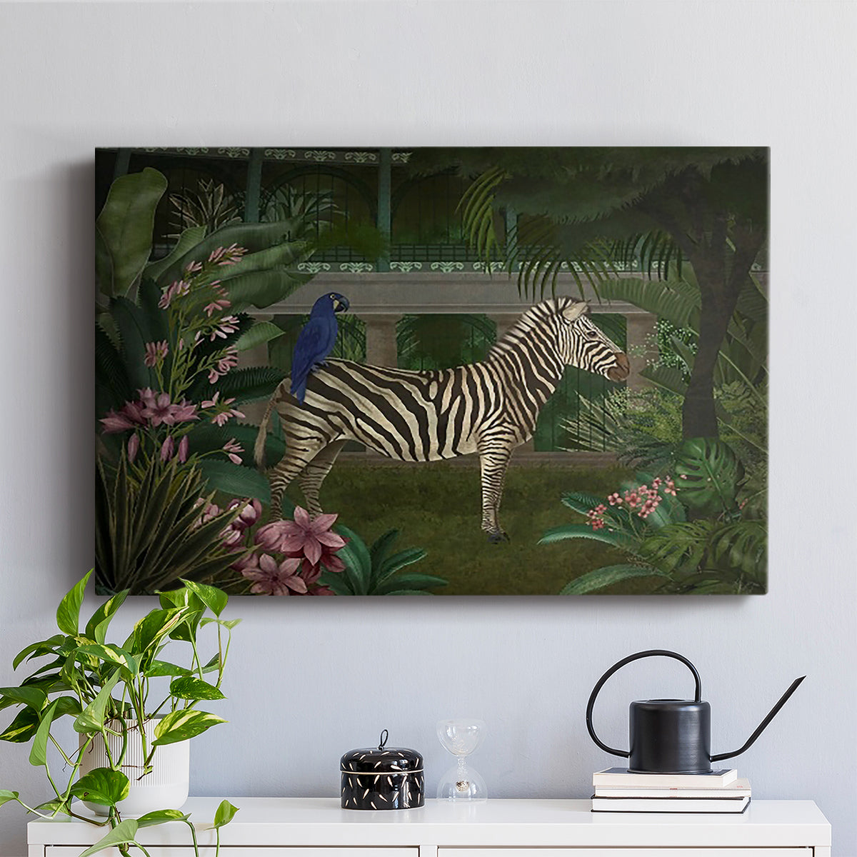 Zebra In Conservatory - Canvas Art Print